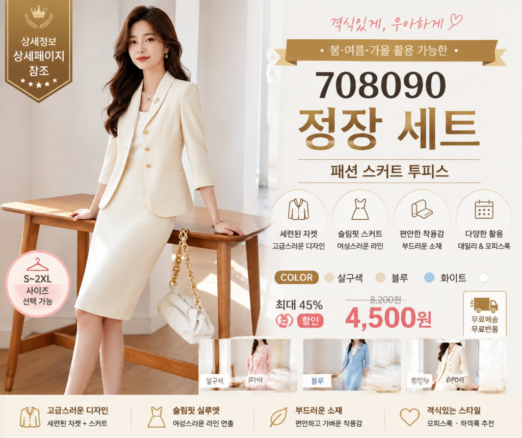 708090 봄여름 정장 세트 패션 스커트 투피스 셋업 셋트 치마 하객룩 비교 추천 제품 이미지