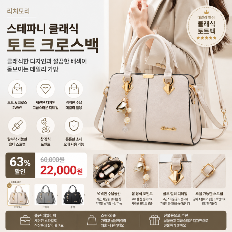 리치모리 스테파니 클래식 토트 뜻 크로스백 20대 30대 40대 쇼핑몰 브랜드 미니 나일론 데일리 가죽 여행용 비교 추천