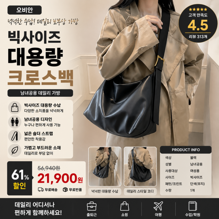 오비안 데일리 빅사이즈 보부상 가방 대용량 여성 크로스백 20대 30대 40대 쇼핑몰 브랜드 미니 나일론 데일리 가죽 여행용 비교 추천