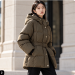 ZOOC 주크 스냅 포인트 후드 구스다운 크롭패딩 BR_V254PSG948 겨울 코디에 포인트 주고 싶다면 상품 이미지 1