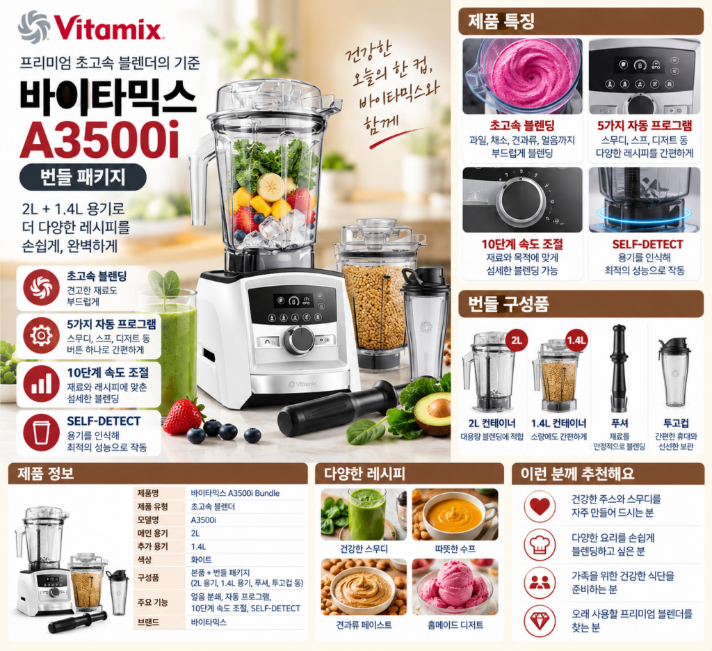 바이타믹스 A3500i 초고속 믹서기 2L, 주방이 달라질까? 제품 이미지