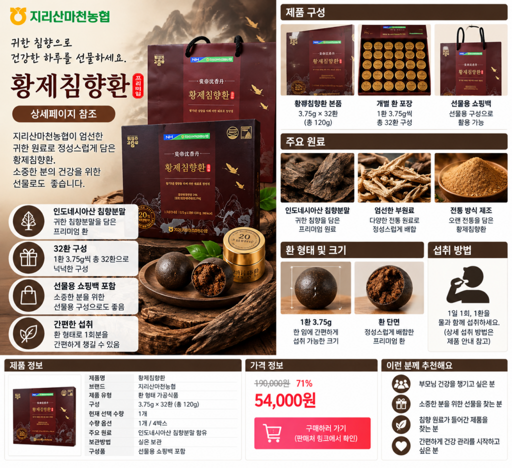 농협 황제침향환 프리미엄 32환 복용법 효능 언제 어떻게 챙길까? 제품 이미지