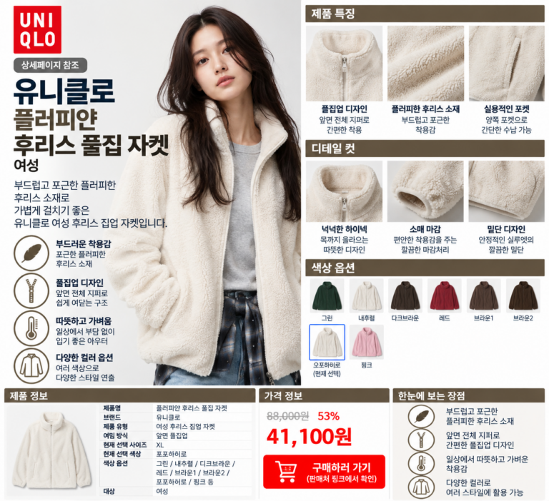 유니클로 후리스 집업 자켓, 입어보면 벗기 싫어질까?