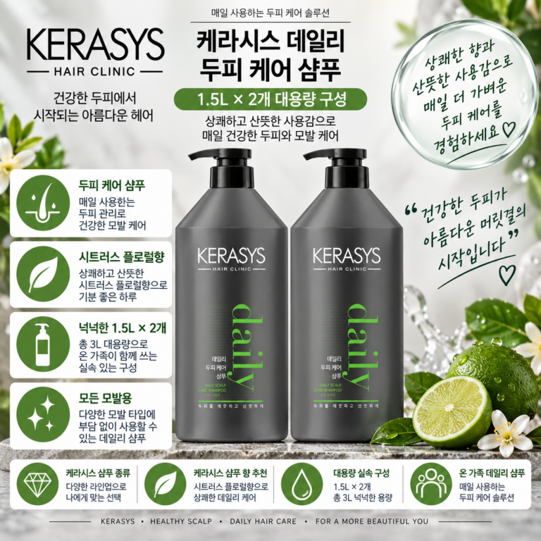 케라시스 데일리 두피 케어 샴푸 1.5L 2개, 오후만 되면 기름지는 두피에 추천하는 산뜻한 대용량 샴푸