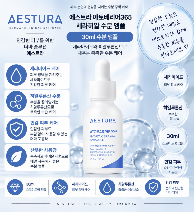 에스트라 아토베리어365 세라히알 수분 앰플 30ml 1개, 에스트라 앰플 후기 비교해보니 세안 후 속당김이 심할 때 찾게 된 이유