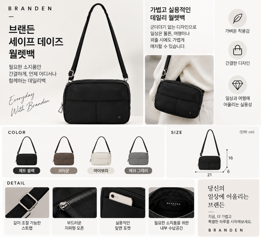 브랜든 세이프 데이즈 월렛백 비교해보니 어떤 스타일이 여행할 때 더 잘 맞을까 제품 이미지