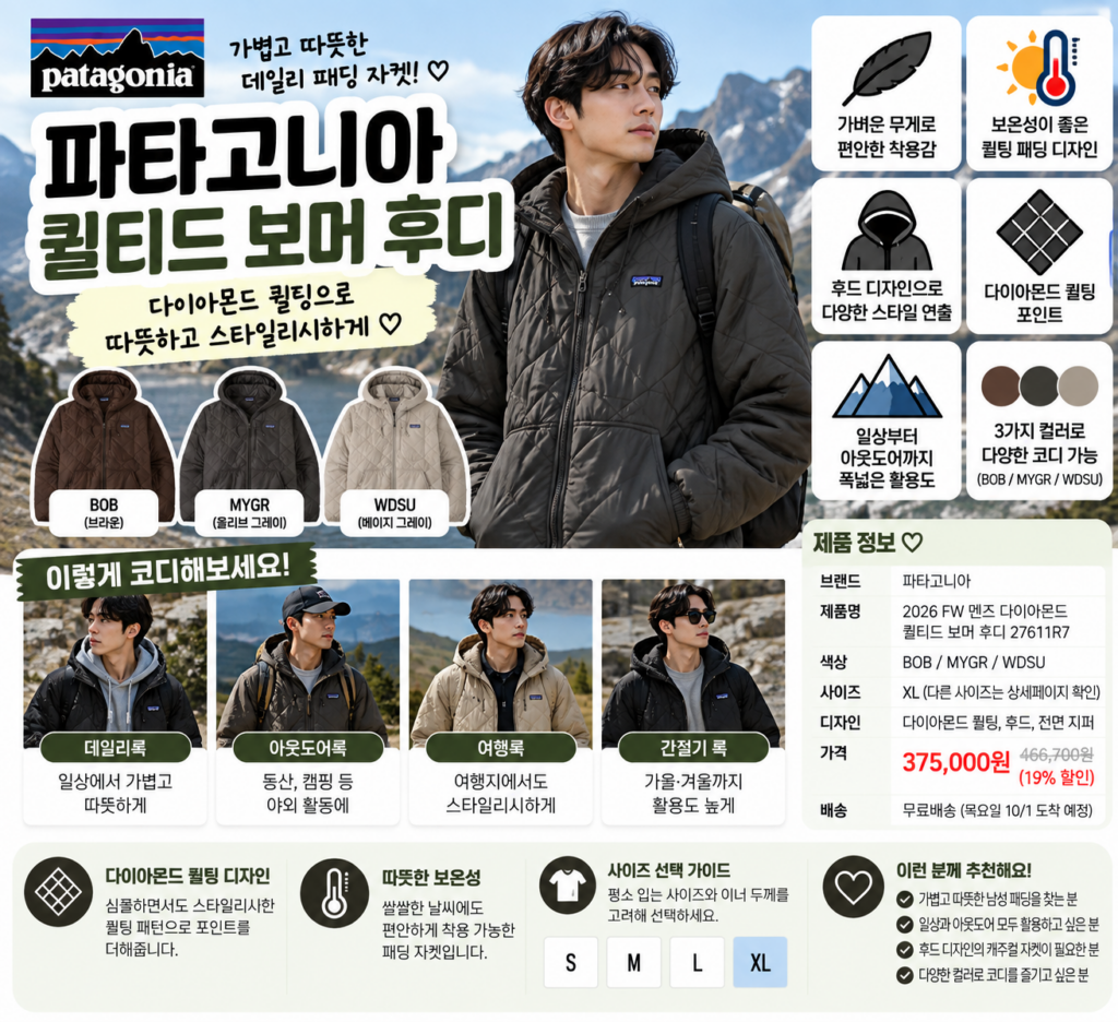 파타고니아 패딩 베스트 남성 어떤 걸 고를까? 사이즈부터 종류까지 알아봤어요 제품 이미지