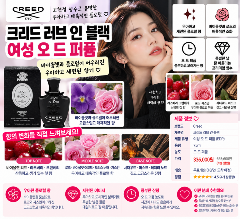 크리드 러브인 블랙 고현정 향수로 왜 유명할까? 직접 찾아본 향과 후기