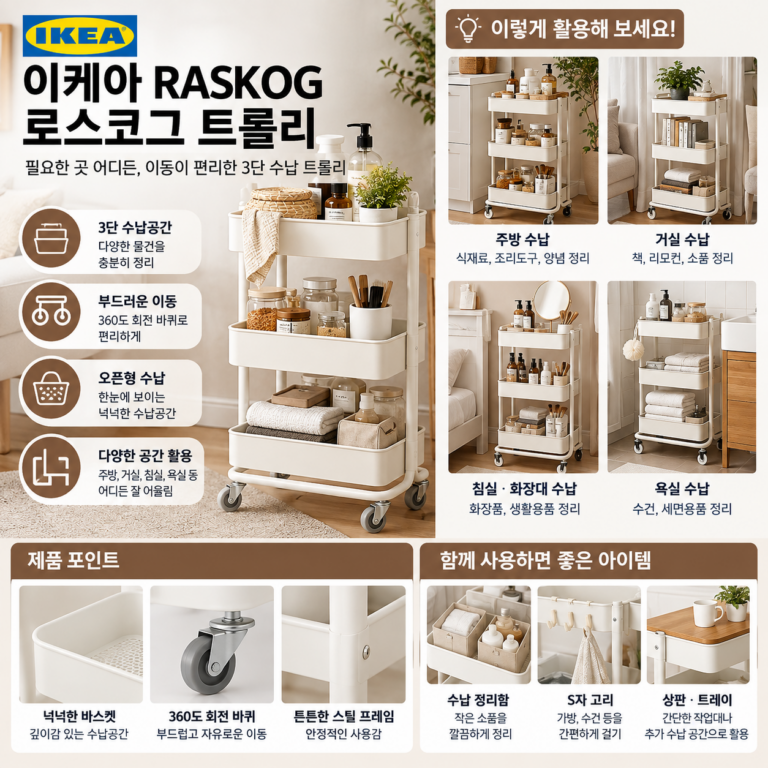 이케아 트롤리 대형으로 넉넉하게 정리할까? 바퀴 달린 행거 수납함으로 공간 활용하기
