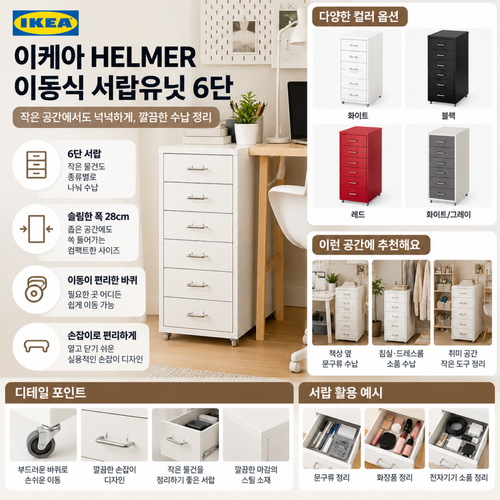 이케아 서랍장 6단 수납은 넉넉하게, 손잡이까지 취향에 맞게 고르는 추천 구성 제품 이미지