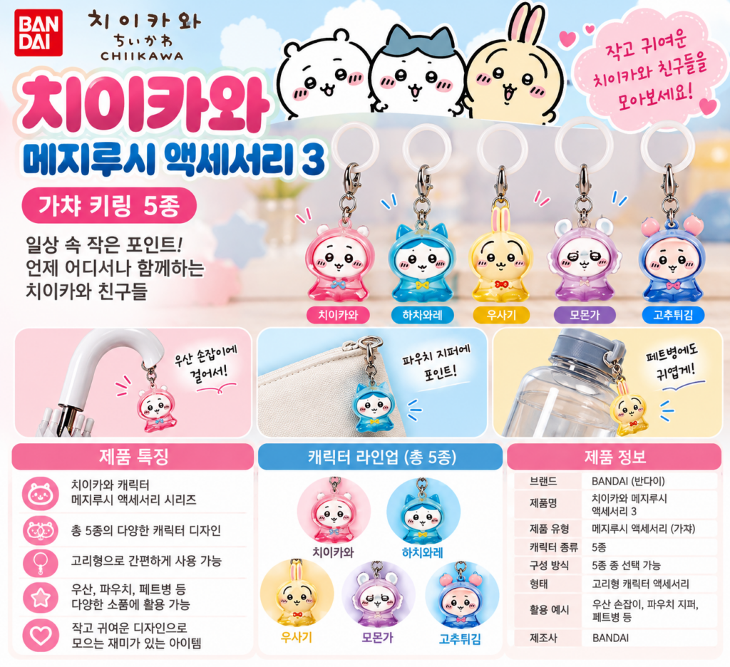 먼작귀 치이카와 메지루시 일본 키링 세트 왜 모으고 싶을까? 제품 이미지
