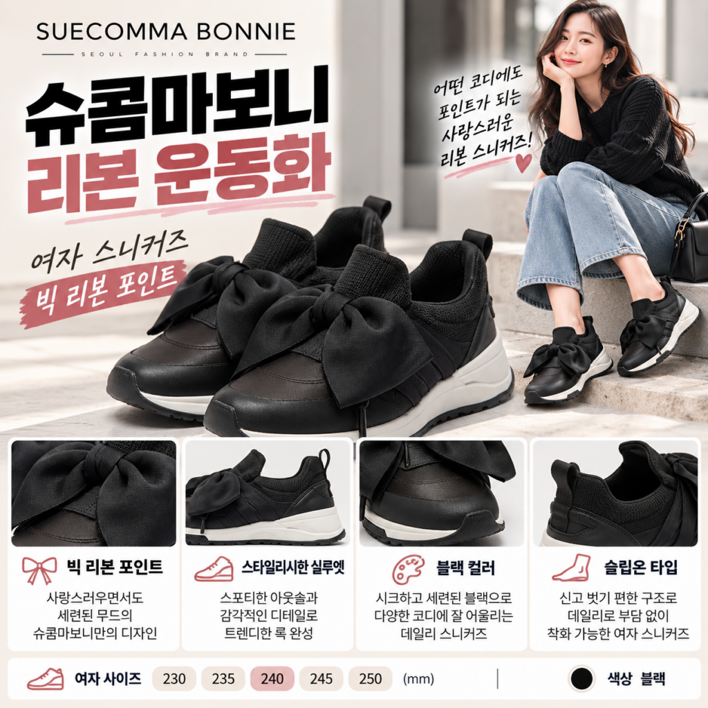 슈콤마보니 리본 운동화 여자 가격 사이즈까지 예쁜 신발 제대로 고르려면? 제품 이미지