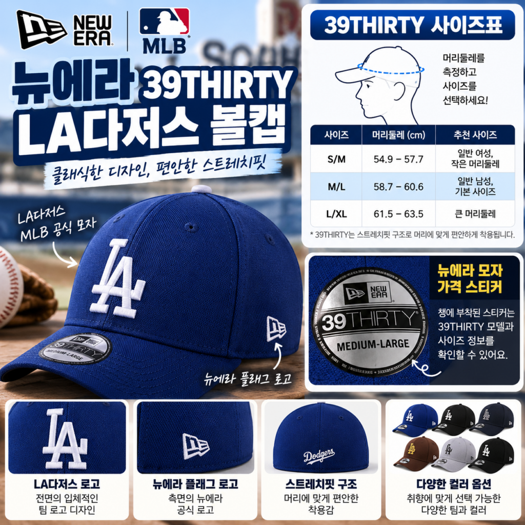 뉴에라 모자 MLB 사이즈표 보고 가격 골랐는데 스티커는 떼는 게 맞을까 제품 이미지