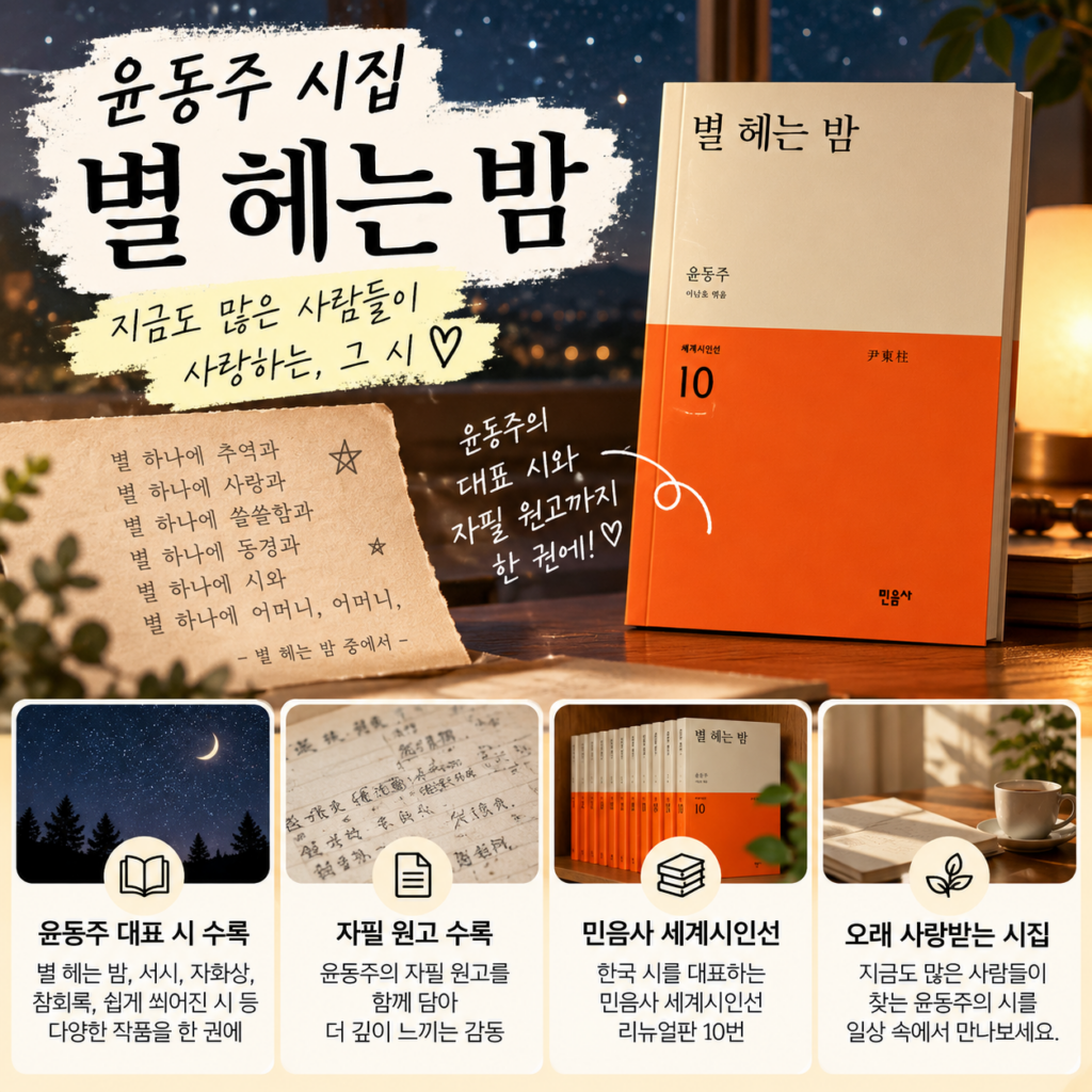 윤동주 별헤는밤 시 민음사 한 편인 줄 알았는데… 제품 이미지